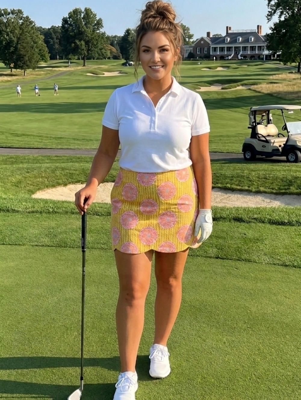 Sydney Elizabeth Golf Skirt Skort‎ Plus Size 18 Yellow Pink Orange Floral Preppy